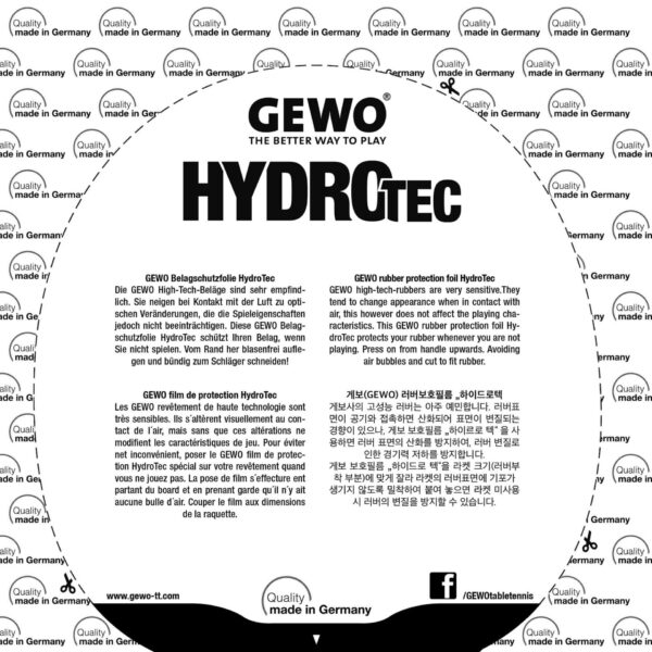 GEWO Hydrotec folie til beskyttelse af bordtennisbelægning - 10 stk